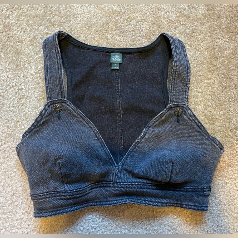 Dark-wash Cropped Denim Vest